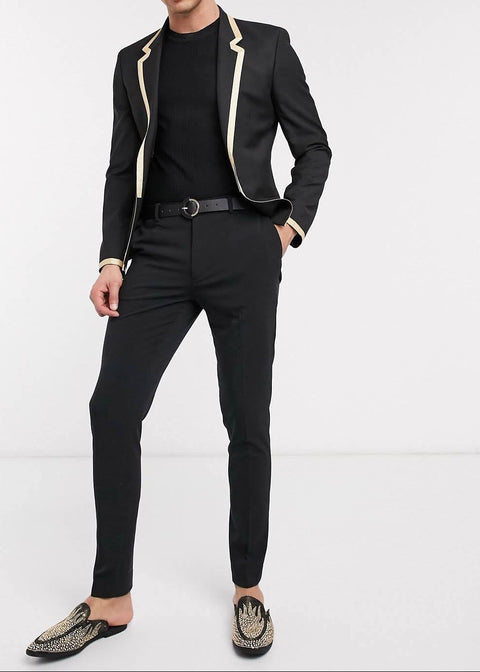Black Contrast Lapel Blazer