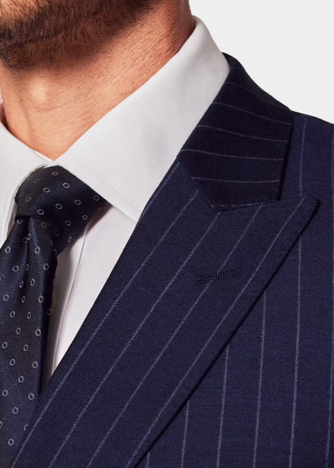 Slim Fit Double Breasted Navy Chalk Stripe Suit