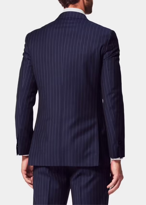 Slim Fit Double Breasted Navy Chalk Stripe Suit