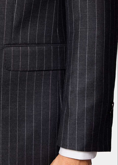 Slim Fit Grey Stripes Double Breasted Suit