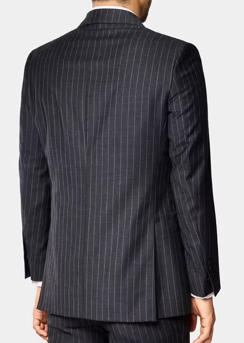 Slim Fit Grey Stripes Double Breasted Suit