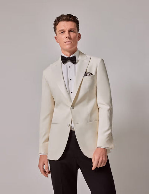 White Tailored Fit Tuxedo Jacket Suit