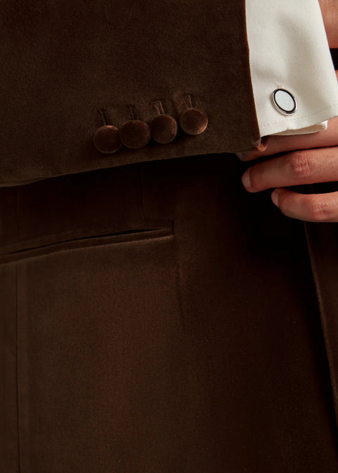 Tailored Fit Brown Velvet Blazer