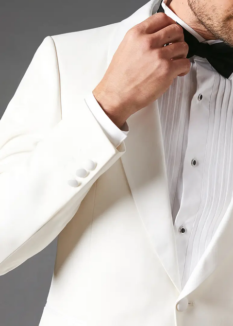White Slim Fit Shawl Collar Tuxedo Jacket
