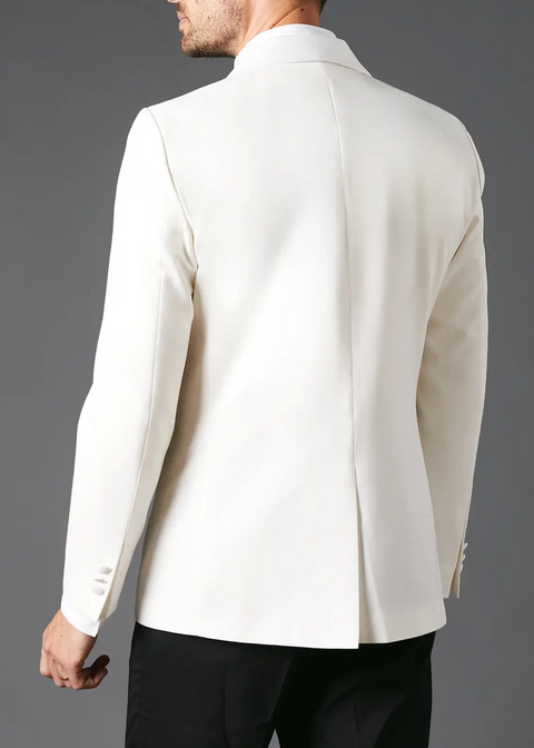 White Slim Fit Shawl Collar Tuxedo Jacket