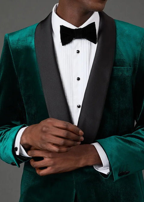 Green Velvet Shawl Lapel Tuxedo
