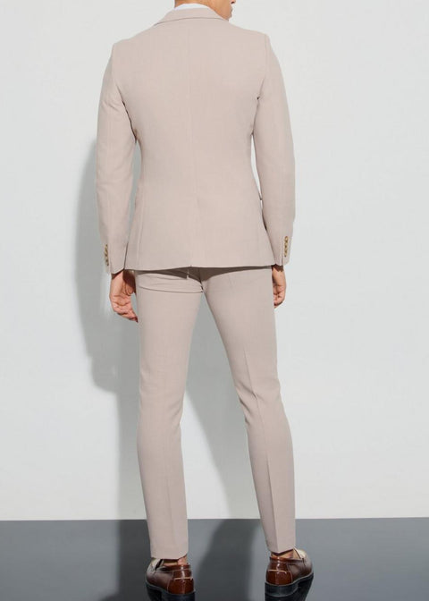 Beige Slim Single Breasted Suit
