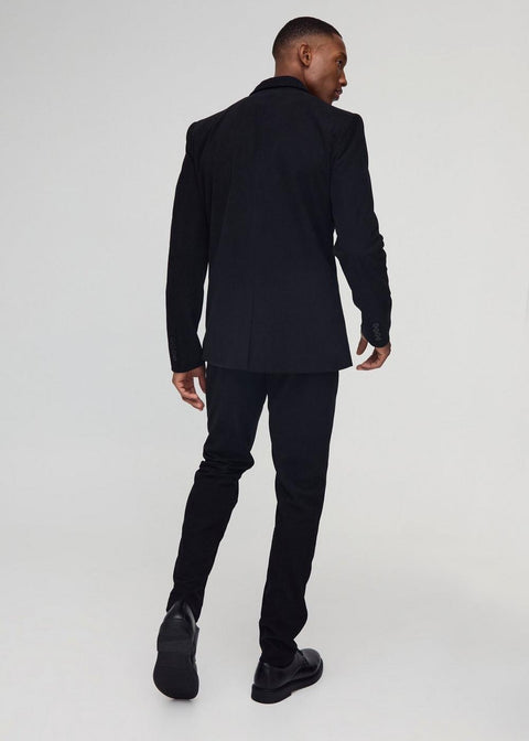 SLim Fit Black Double Breasted Corduroy Blazer Suit