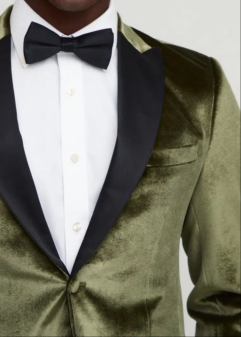 Olive Green Tuxedo Blazer