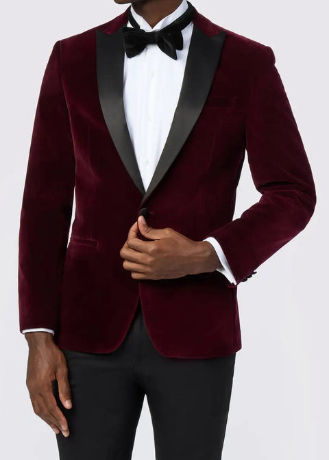 Burgundy Velvet Tuxedo Suit