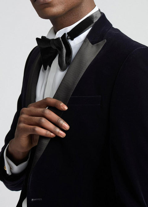 Dark Blue Velvet Tuxedo Jacket