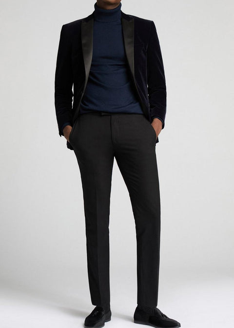 Dark Blue Velvet Tuxedo Jacket
