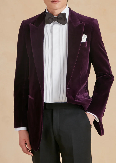 Slim Fit Deep Purple Velvet Jacket