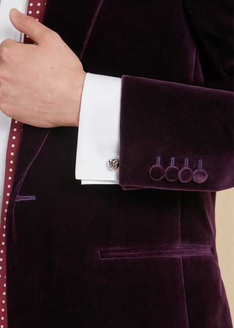 Slim Fit Deep Purple Velvet Jacket