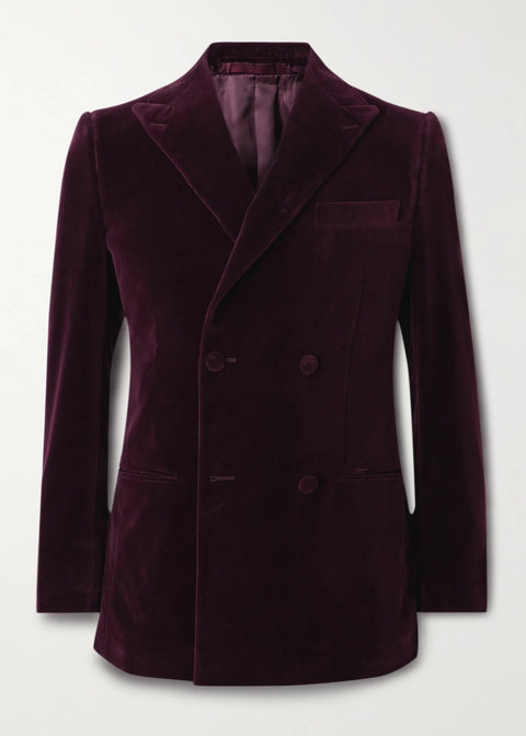 Purple Velvet Double Breasted Blazer Suit