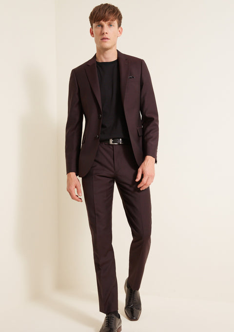 Slim Fit Burgundy Suit