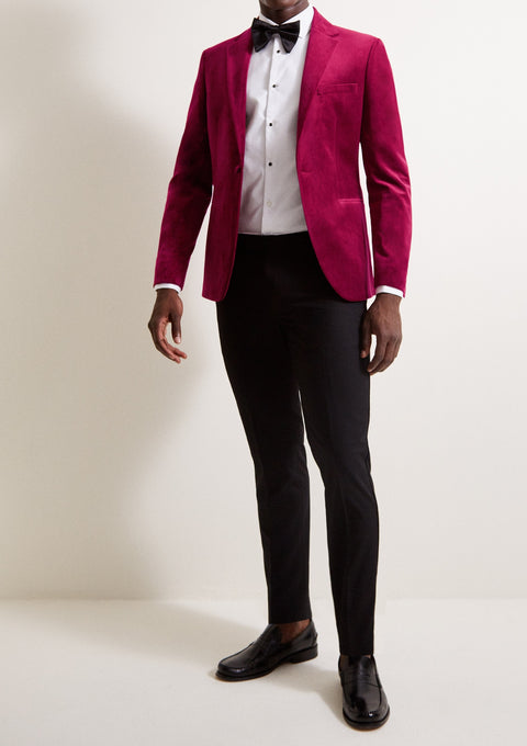 Slim Fit Pink Velvet Jacket Suit
