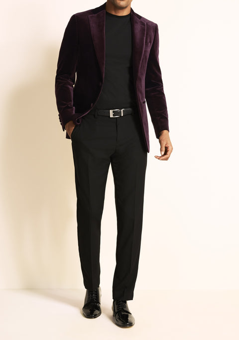 Tailored Fit Purple Velvet Dress Jacket