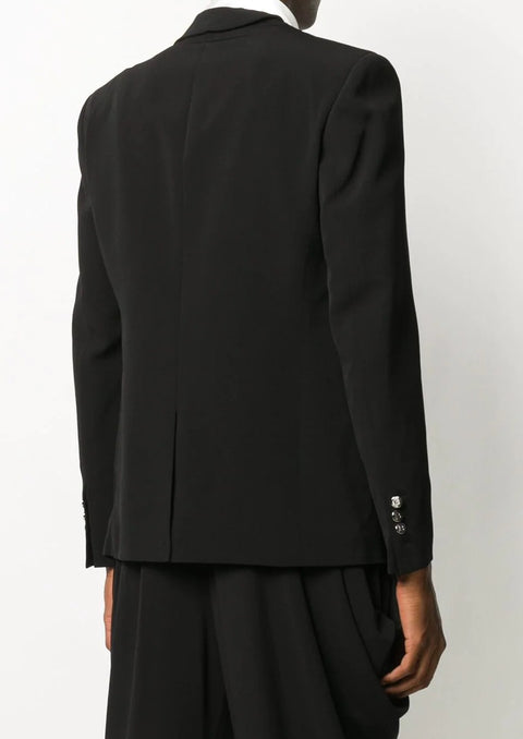 Black white layered long-sleeve blazer