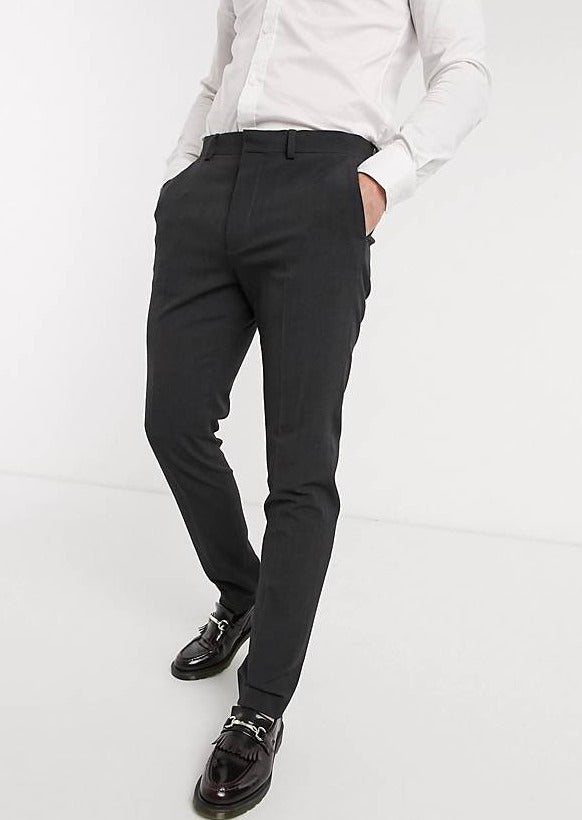 Medium Charcoal Parker Pleated Slacks Pants Lined Trousers