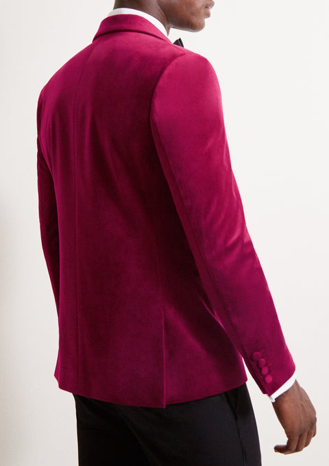 Slim Fit Pink Velvet Jacket Suit