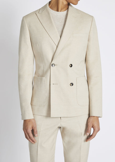 Slim Fit Latte Double Breasted Blazer Suit