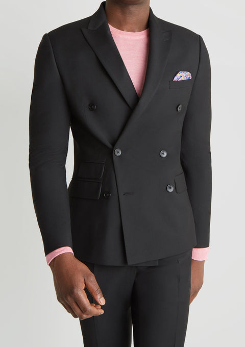 Slim Fit Black Double Breasted Suit