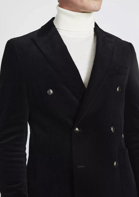 Black Double Breasted Corduroy Suit