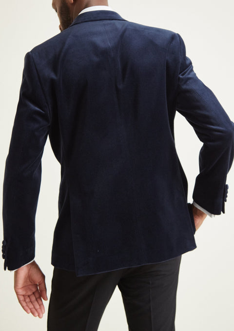 Tailored Fit Blue Velvet Jacket
