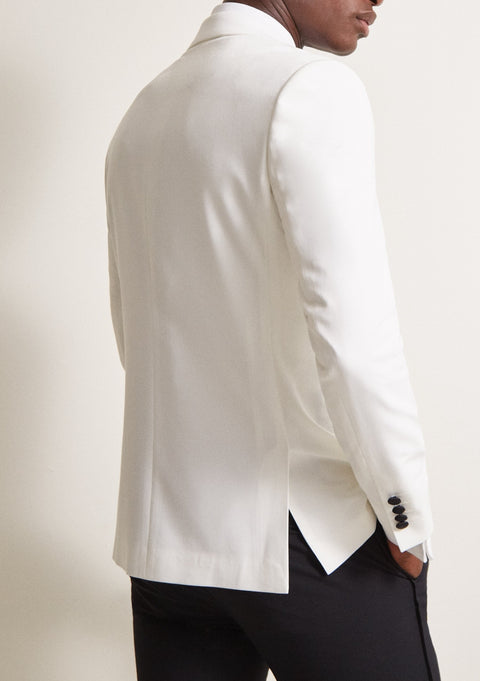 Slim Fit White & Black Lapel Jacket