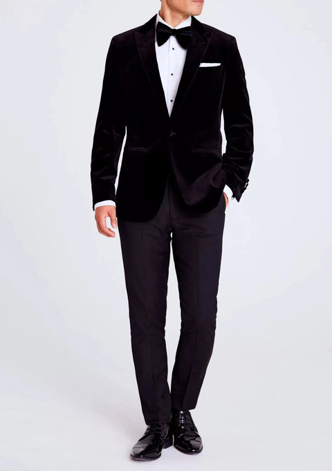 Tailored Fit Black Velvet Tuxedo Jacket