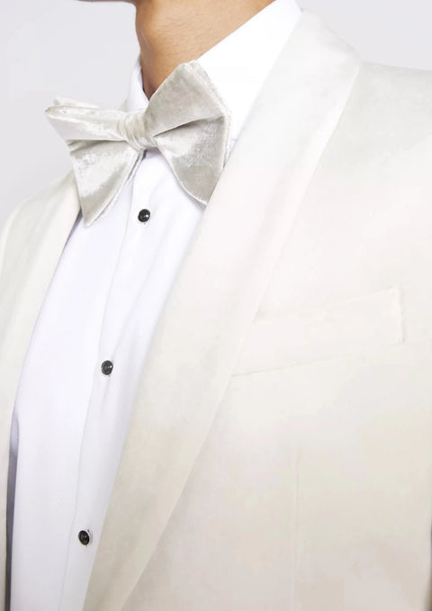 Slim Fit White Velvet Tuxedo Jacket
