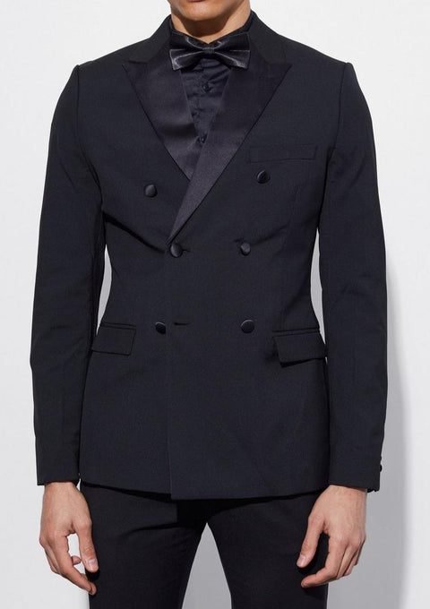 Slim Fit Black Double Breasted Tuxedo Suit Jacket