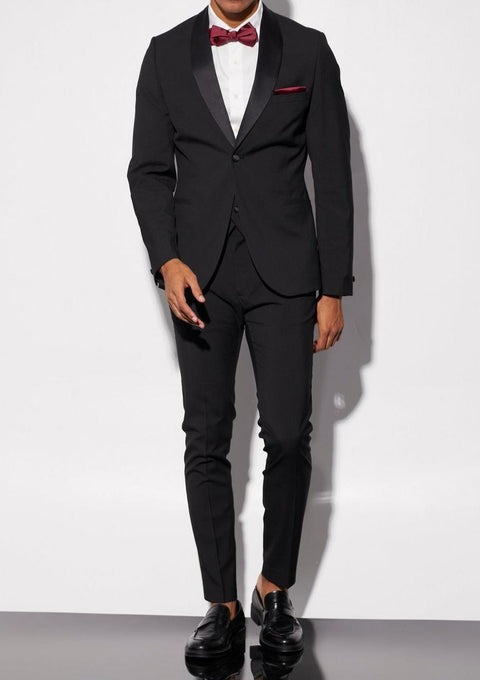 Black Slim Fit Tuxedo Single Breasted Blazer Suit