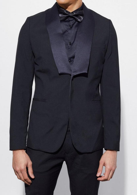 Black Square Lapel Tuxedo Jacket Suit