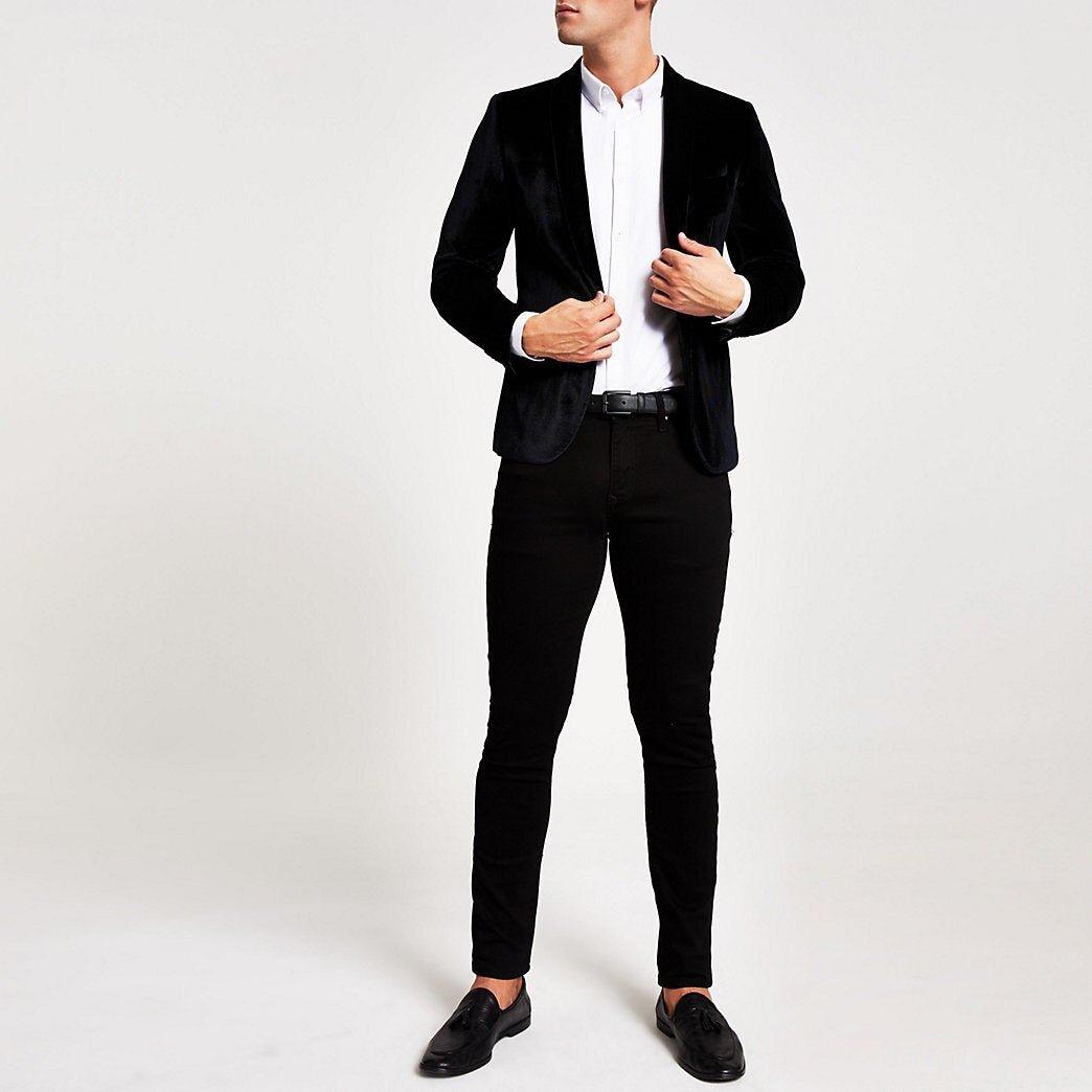 Black discount blazer velvet