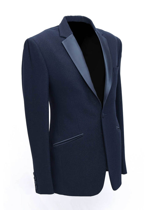Navy Blue Prom Tuxedo Blazer with Blue Satin Lapel Tumuh