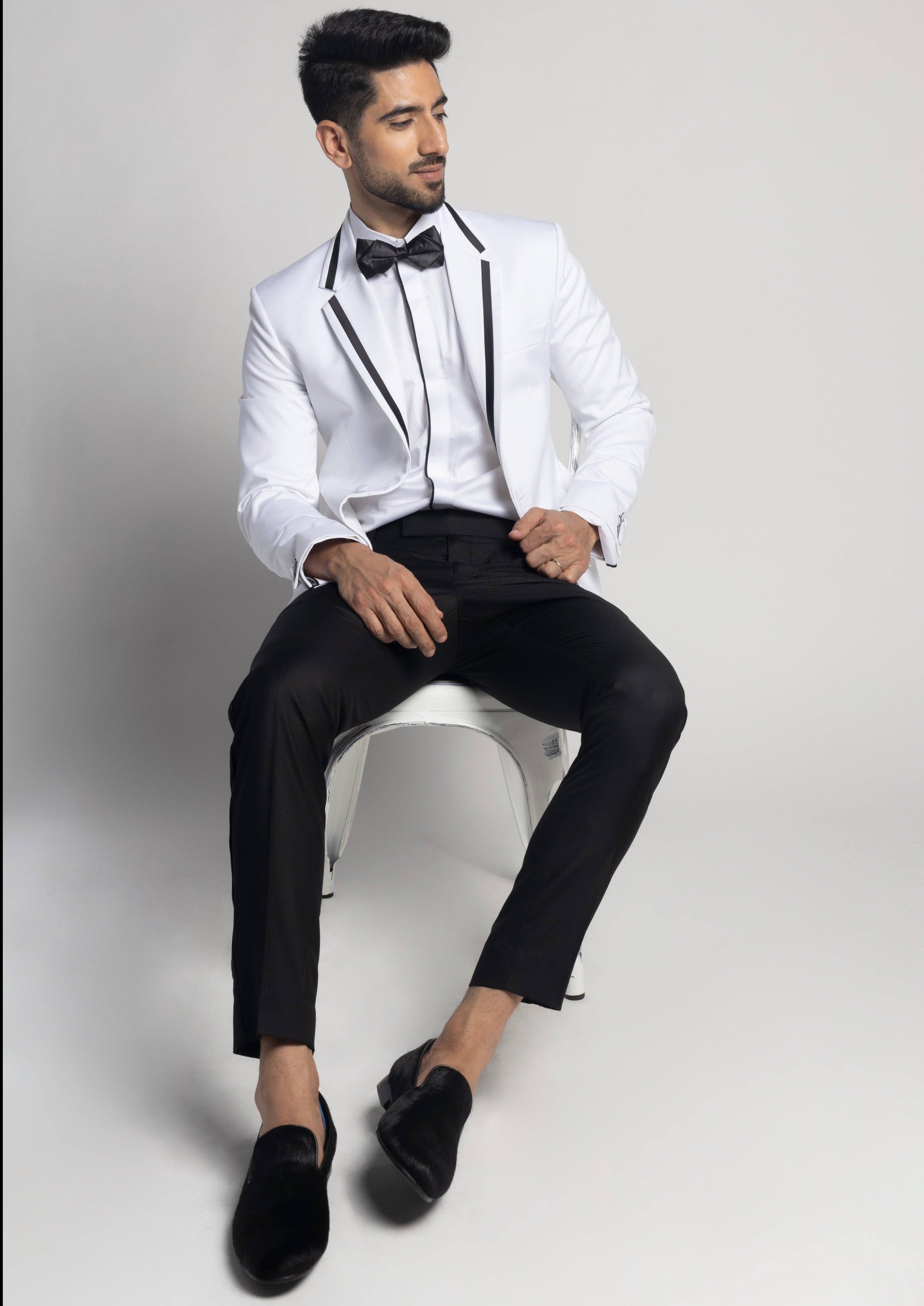 Tailored Fit White Wedding Tuxedo Suit S Blazer