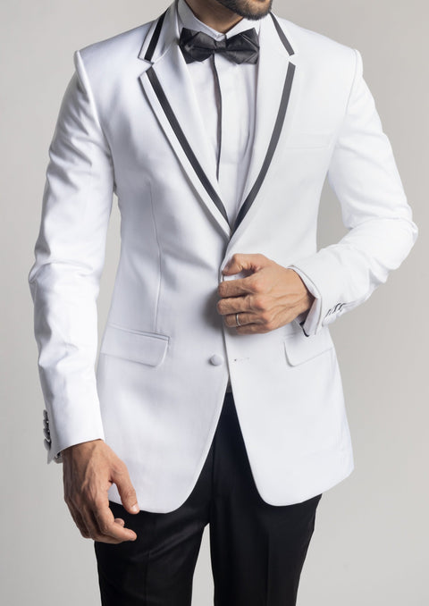 Tailored Fit White Wedding Tuxedo Suit
