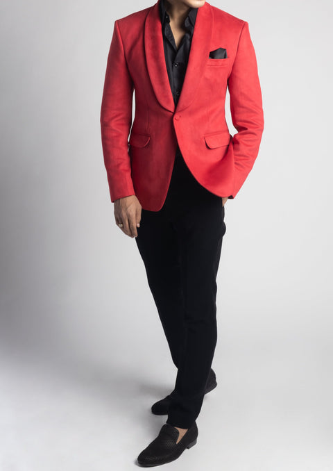 Wedding Red Velvet Tuxedo Suit Jacket