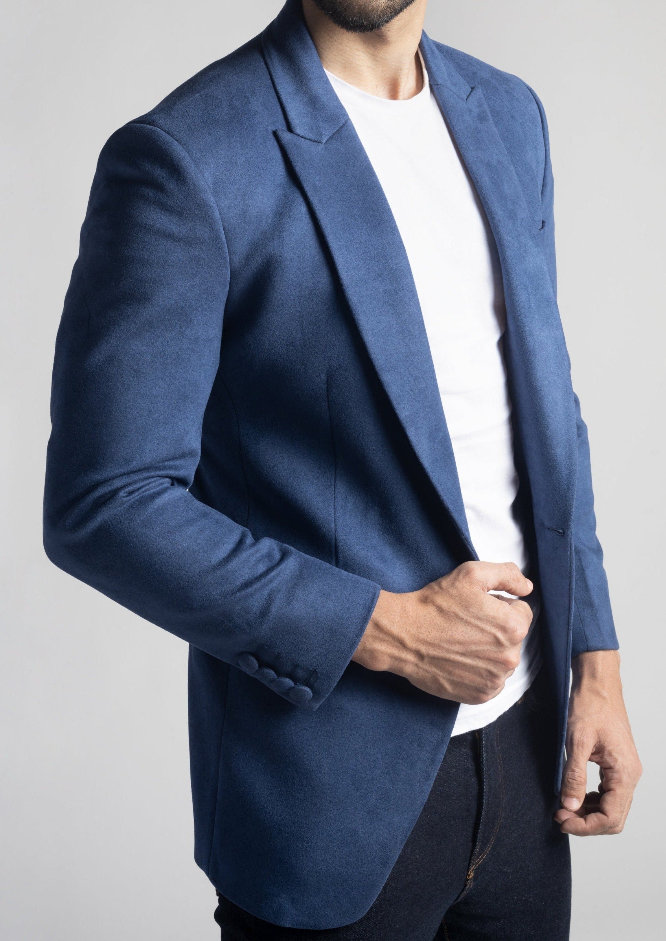 Blue suede clearance blazer