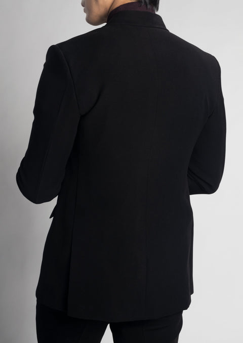 Peak Lapel Black Double Breasted Slim Fit Suit
