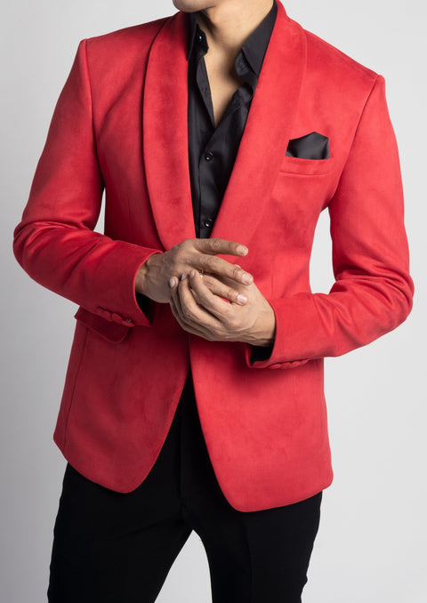 Wedding Red Velvet Tuxedo Suit Jacket