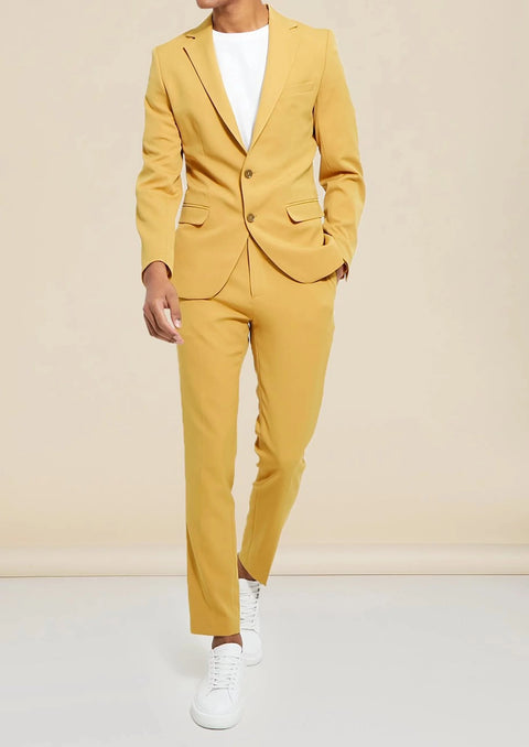 Dusky Yellow Single Breasted Notch Lapel Blazer Suit