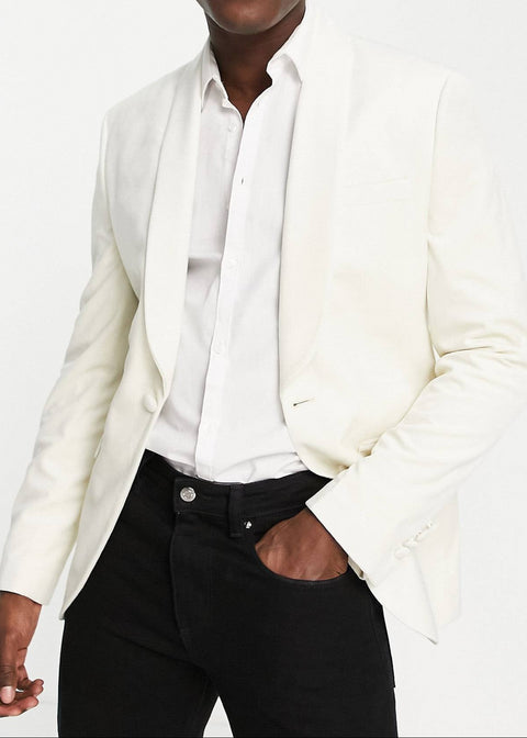 White Velvet Tuxedo Jacket