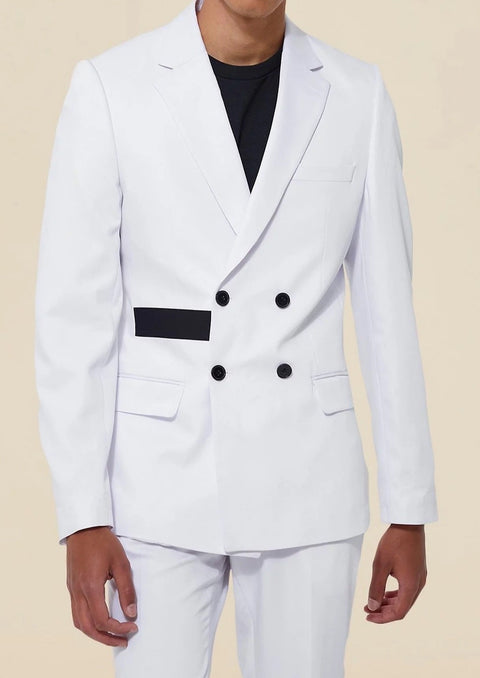 White Double Breasted Blazer Suit