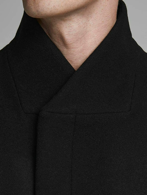 Slant Pocket Overcoat in Black