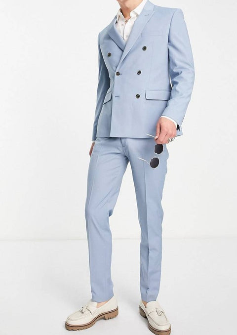 Slim Blue Double Breasted Suit