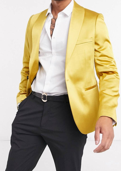 Yellow Shawl Collar Tuxedo Blazer