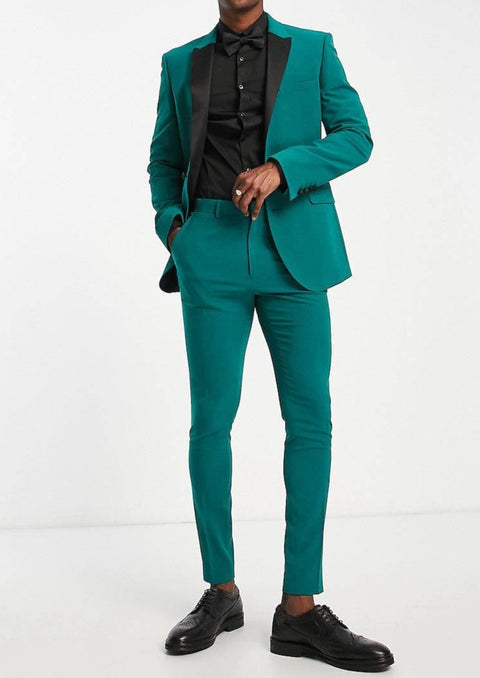 Slim Fit Teal Blue Tuxedo Blazer Suit for Wedding